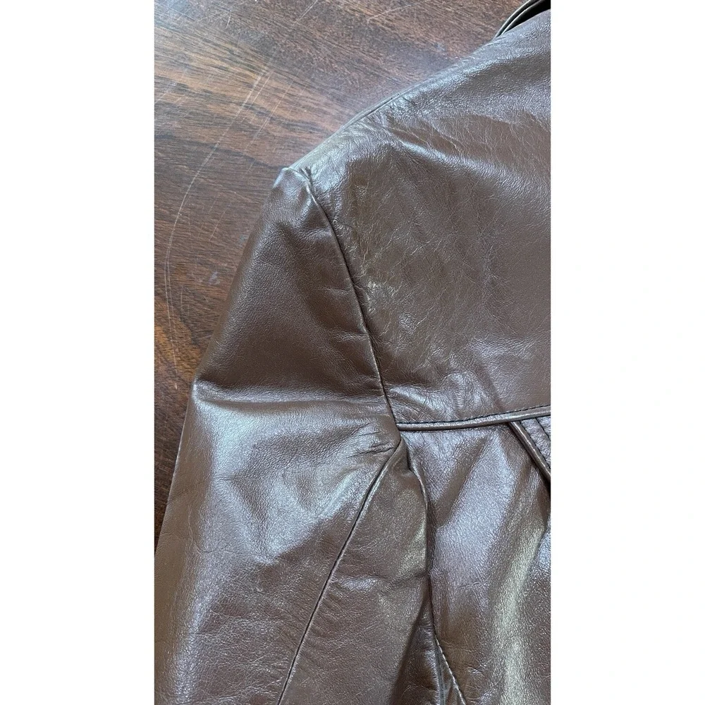 Vintage Lariat Leathers Brown Genuine Leather Blazer Sport Coat Mens 40‎ USA